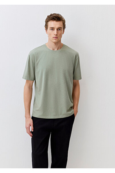 Mavi Grünes Basic-T-Shirt mit Nahtdetails, reguläre Passform / normaler Schni...