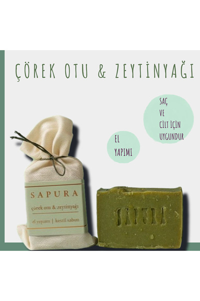 SAPURA El Yapımı Çörek Otu & Zeytinyağı Doğal Sabun (Smooth & Strong) - Arınd...