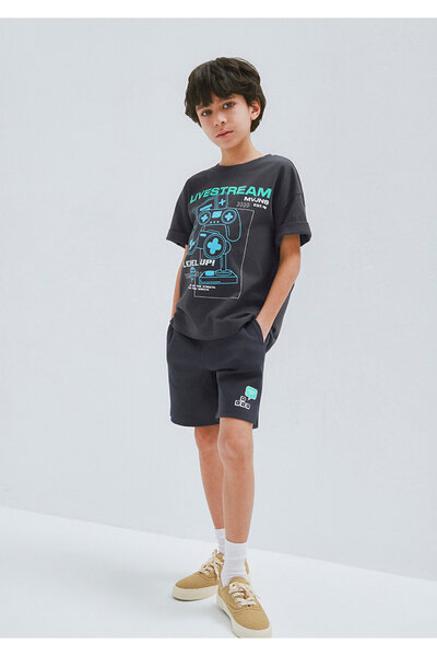 Mavi Σορτς Ανθρακί με στάμπα Level Up 6410016-70087