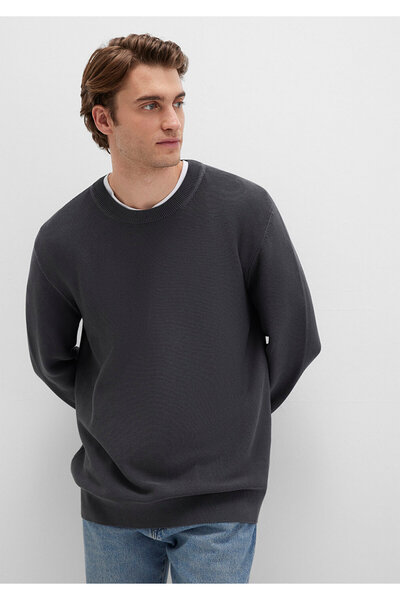 Mavi Anthrazitfarbener Pullover mit Rundhalsausschnitt, reguläre Passform / n...