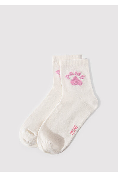 Mavi Paws Bedruckte Ecru-Socken 1912727-620