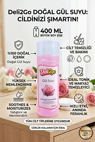 deli2go Doğal Gül Suyu 400ML