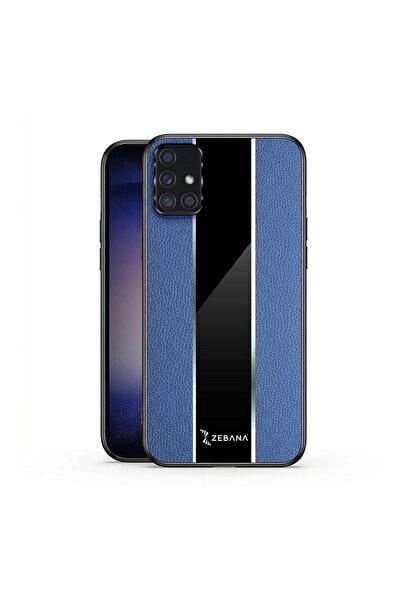Zebana Samsung Galaxy A71 Uyumlu Kılıf Premium Deri Kılıf Mavi