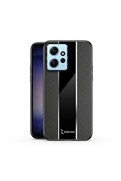 Zebana Xiaomi Redmi Note 12 Uyumlu Kılıf Premium Deri Kılıf Siyah