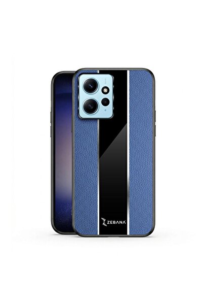 Zebana Xiaomi Redmi Note 12 Uyumlu Kılıf Premium Deri Kılıf Mavi