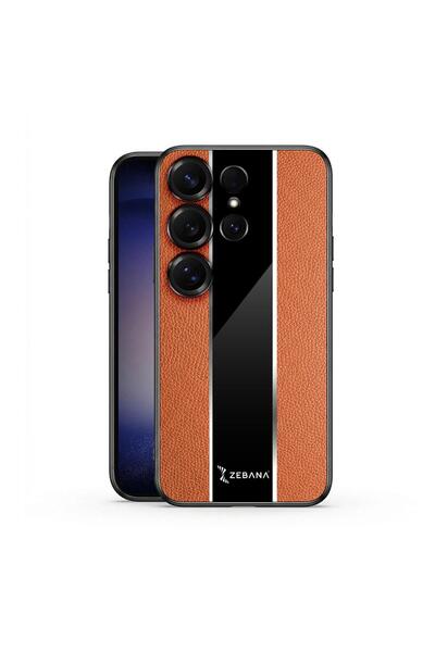 Zebana Samsung Galaxy S25 Ultra Uyumlu Kılıf Zebana Premium Deri Kılıf Kahver...