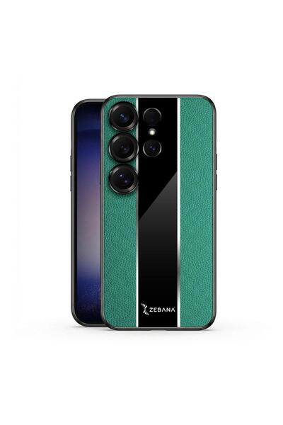 Zebana Samsung Galaxy S25 Ultra Uyumlu Kılıf Zebana Premium Deri Kılıf Yeşil