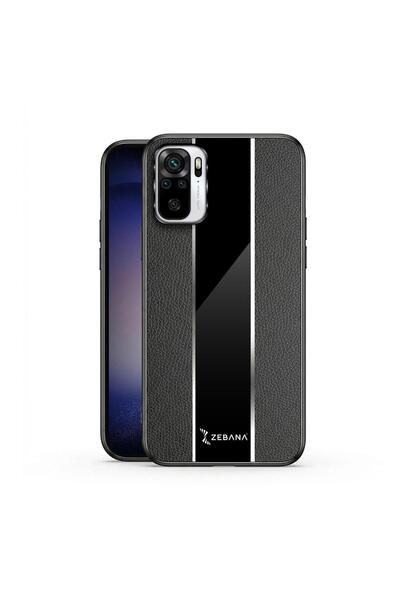 Zebana Xiaomi Redmi Note 10S Uyumlu Kılıf Premium Deri Kılıf Siyah