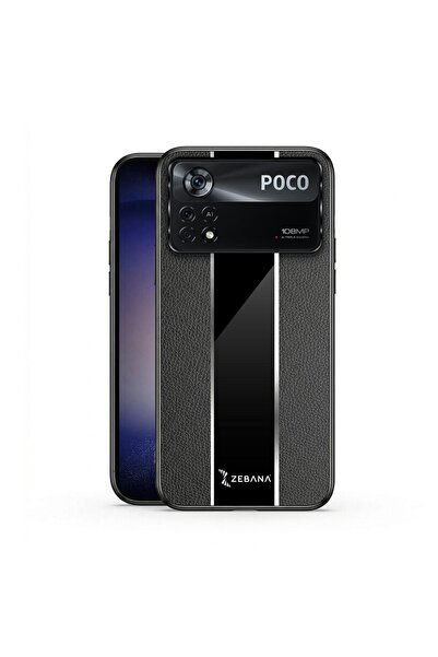 Zebana Xiaomi Poco X4 Pro 5G Uyumlu Kılıf Premium Deri Kılıf Siyah