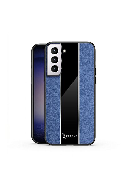 Zebana Samsung Galaxy S21 FE 5G Uyumlu Kılıf Premium Deri Kılıf Mavi