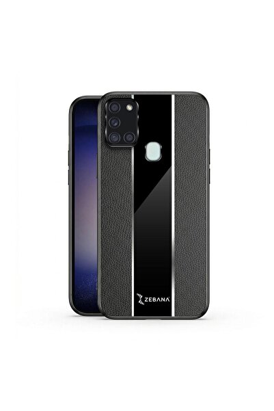 Zebana Samsung Galaxy A21s Uyumlu Kılıf Premium Deri Kılıf Siyah