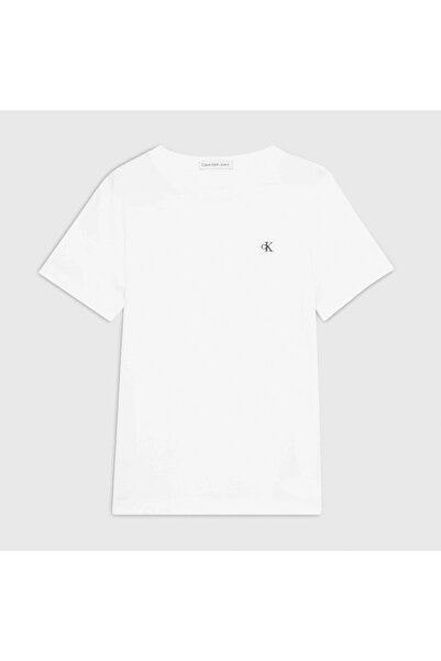 Calvin Klein Jeans Square Badge Çocuk Beyaz T-Shirt