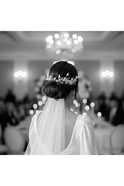 Lily and Bride Yapraklı Gelin Saç Bandı Incili Taç Nişan Düğün Gelin Saç Akse...