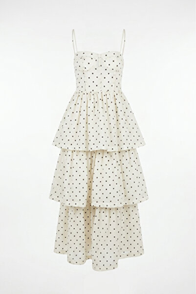 Feya Studio Φόρεμα κορσέ με βολάν, από βαμβάκι και λινό