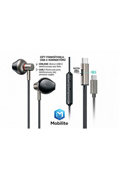 Mobilite Oyun Destekli Type-c + Şarj Girişli Mıknatıslı Stereo Tak Çalıştır Y...