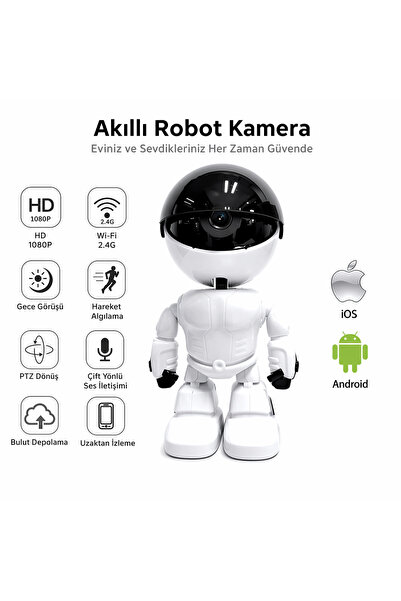Wifi Security Camera with Robot View Indoor Camera with Wireless Night Vision