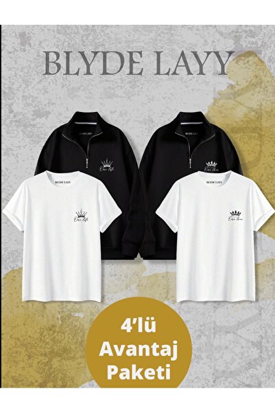 BLYDE LAYY King-Queen Crown Unisex (2 Sweatshirts 2 T-Shirts) 4-Piece Advanta...