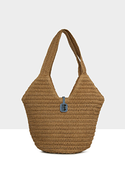 Bagmori Γυναικεία οβάλ ψάθινη τσάντα με κουβά βιζόν M000008750