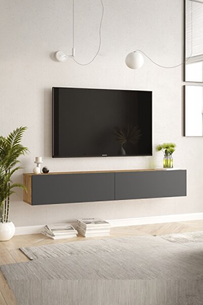 Yurupa Aven Tv Ünitesi Tv Sehpası Kapaklı 180cm Çam-Antrasit AVE8-AA