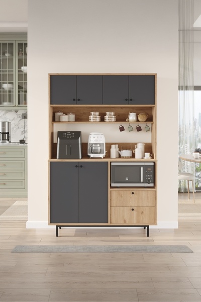 Yurupa Latte Serisi Kahve Köşesi Çok Amaçlı Dolap Mutfak Dolabı Sepet-Antrasi...