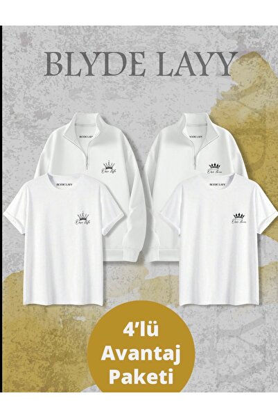 BLYDE LAYY King-Queen Crown Unisex (2 Sweatshirts 2 T-Shirts) 4-Piece Advanta...