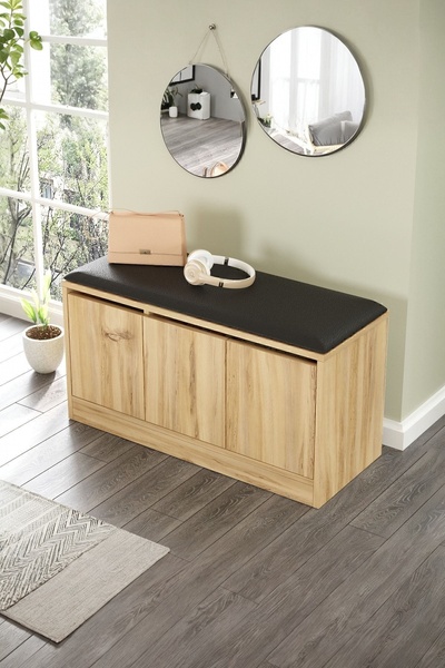 Elna Puff Shoe Holder 3 Door Cabinet 90cm Felt ELN2-KE