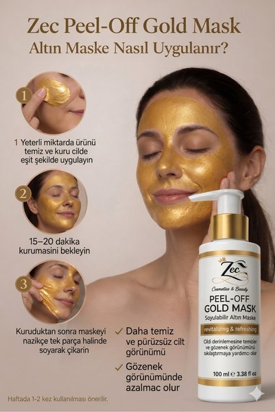 Zec Gold Purifying Peel-Off Mask – Anti-Blackheads & Pore Tightening