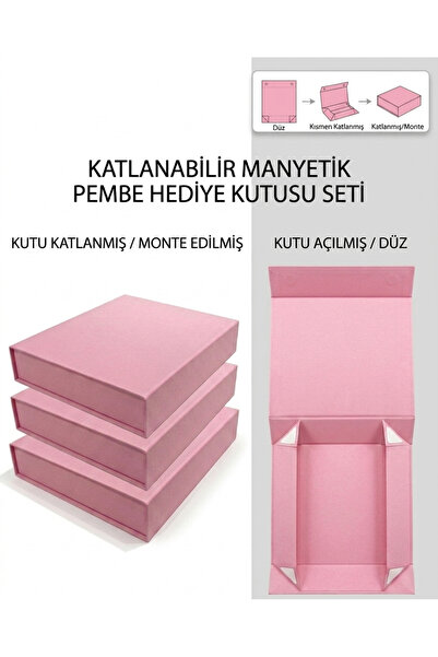 MonoRigidBox Pembe Mıknatıslı Mukavva Kutu Takı Parfüm Çikolata Saat Kıyafet ...