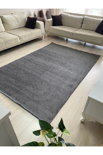 HALISHOP Doku 22 Anthracite Non-Slip Woven Base Living Room Kitchen Hallway Carpet