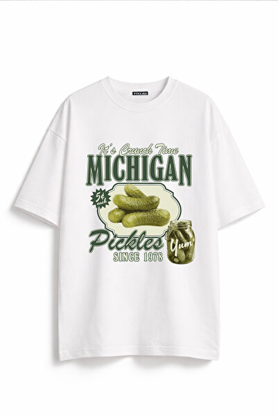 Vatkalimon Unisex 100% οργανικό βαμβάκι Oversize Λευκό μπλουζάκι με στρογγυλή...