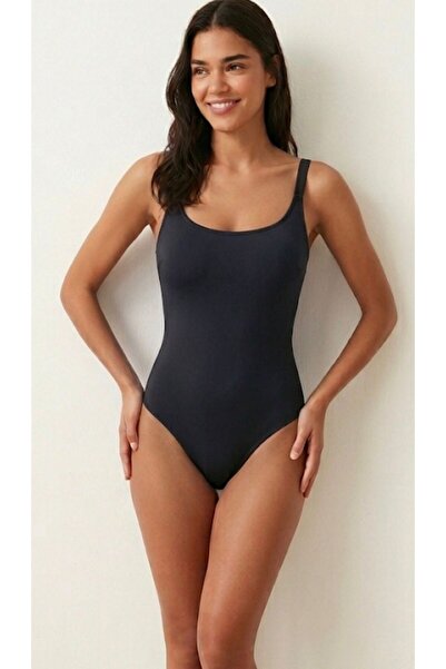 Laura Baresse Μαγιό Rafi με τετράγωνο γιακά σε μαύρο χρώμα