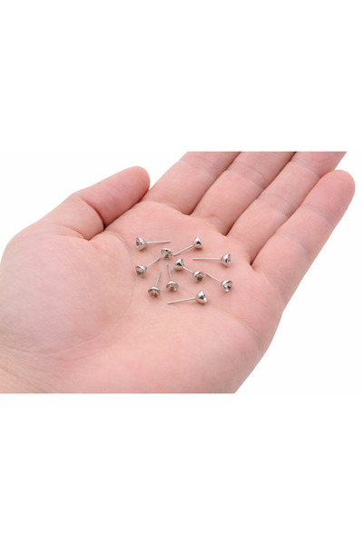 FlowerAksesuar 50 ADET - 6 mm TAŞ YUVALI KÜPE İĞNESİ, YAPIŞTIRMA KÜPE İĞNESİ,...