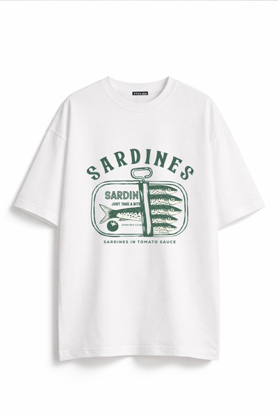 Vatkalimon Unisex 100% οργανικό βαμβάκι Oversize Λευκό μπλουζάκι με στρογγυλή...