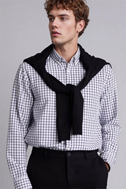 DeFacto Ανδρικό πουκάμισο κανονικής εφαρμογής Oxford σε σκούρο μπλε H3574AX/NV64