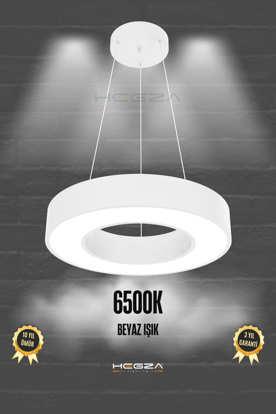 Hegza Lighting Anello ( Beyaz Kasa, Beyaz Işık ) Ledli Modern Led Avize, Salo...