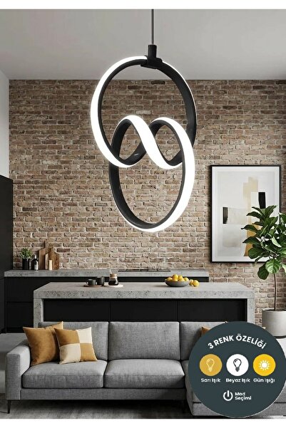 Lzy Avize Store 3 Renkli Signature Sarkıt Siyah Avize Modern Salon, Mutfak, Ç...