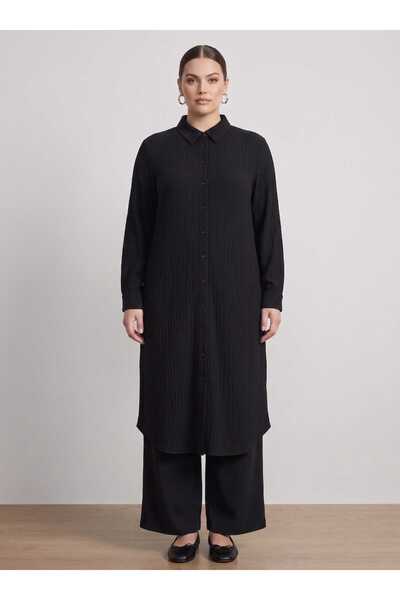 ALİA Tunica lunga Plus Size din Tesatura Muslin - Neagra - Alia