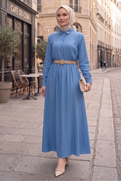 Bestenur Ψάθινη Ζώνη Διπλό Σετ 1687 - Μπλε