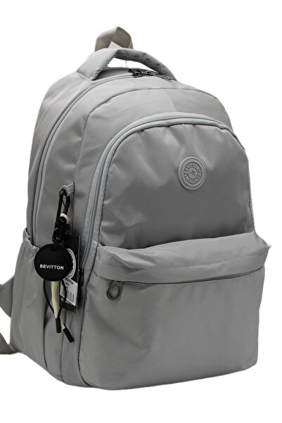 Bevitton Satin Water Resistant Fabric Gray Color Large Size Unisex Backpack T...