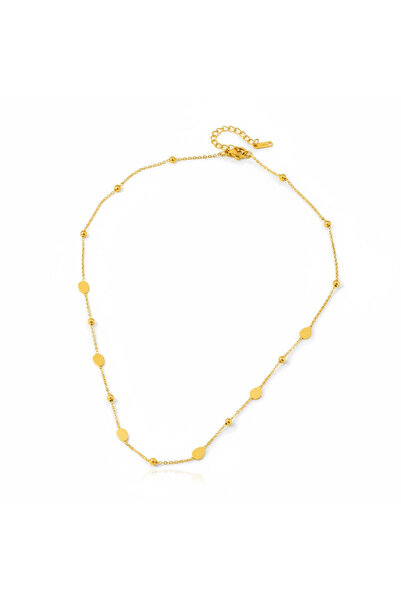 Pursehuit Colier auriu, din oțel inoxidabil, placat cu aur de 18k, delicat, E...