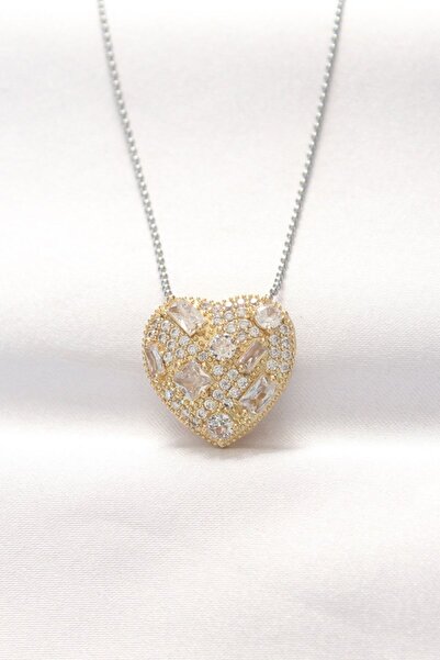 Clariss 316L Steel Double Color Zircon Stone Heart Necklace