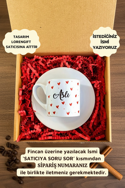 Loren Kalp Temalı Kişiye Özel İsimli Türk Kahvesi Fincanı – Porselen 90 ml