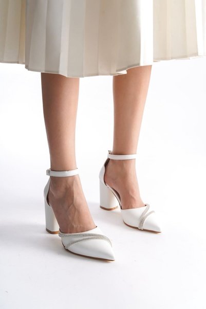 TRENDELLA Pantofi cu toc alb pentru femei TR08MS32B