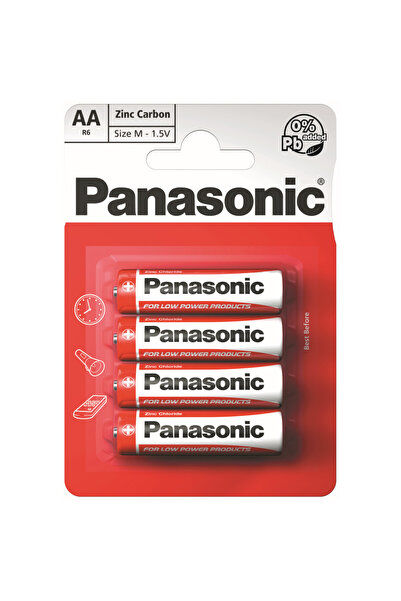 PANASONIC Baterii roșii de zinc R6RZ/4BP, ambalaj blister cu 4 bucăți