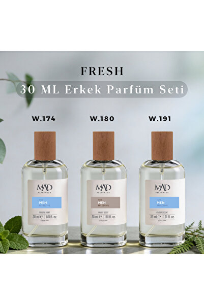 Mad Parfüm Mad Fresh Selective Erkek Parfüm Seti– 30 ml Üçlü Set
