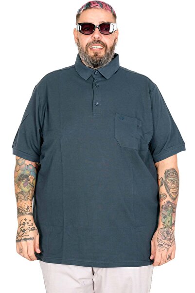 ModeXL Mode XL Large Size Polo Classic T-Shirt with Pockets 20552 Petrol Green