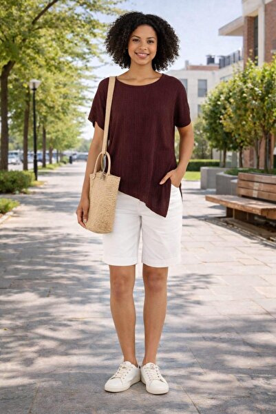 ALEXANDERGARDI Ασύμμετρη φαρδιά μπλούζα με σκίσιμο στο πλάι - B24-0080