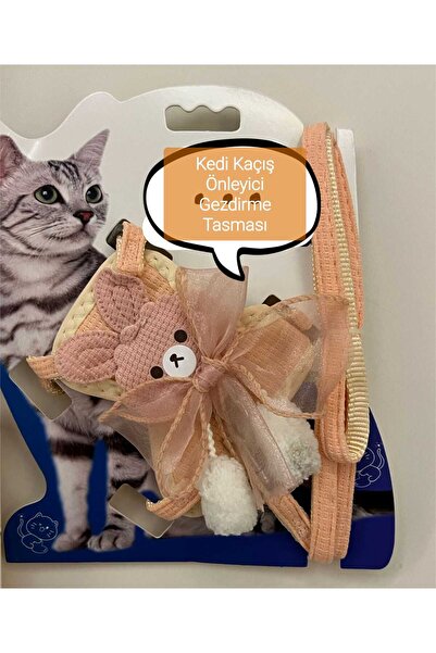 Dalian Home Kedi Gezdirme Tasması Göğüs Tasma Seti Sevimli Tavşan Desenli Kurdeleli Tasma