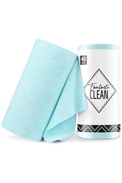 FantastiCLEAN Çok Amaçlı Rulo Mikrofiber Temizlik Bezi 30x30 40 Yapraklı Mavi