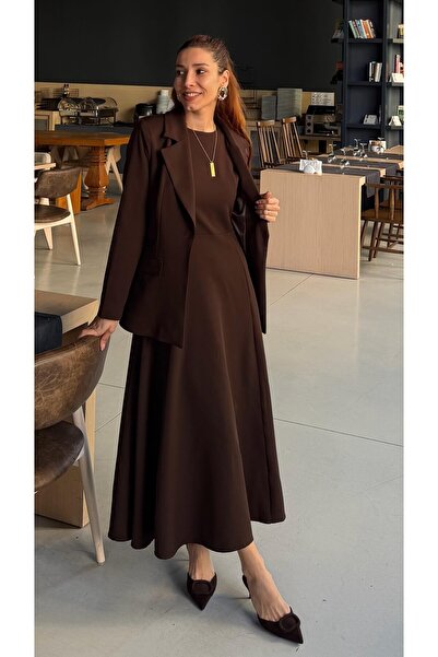 GAMZE ALPTEKİN Premium Γυναικείο Φόρεμα-Σακάκι Σετ Αποκλειστικό Μίντι Φόρεμα ...